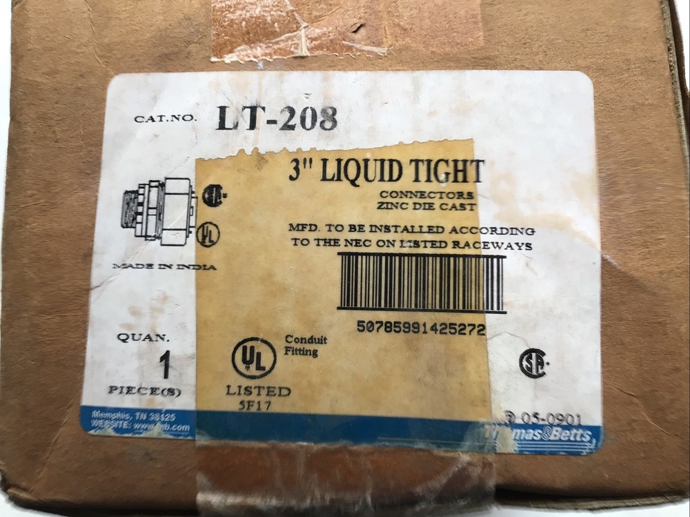 Thomas & Betts 3” Liquid Tight Connector LT-208