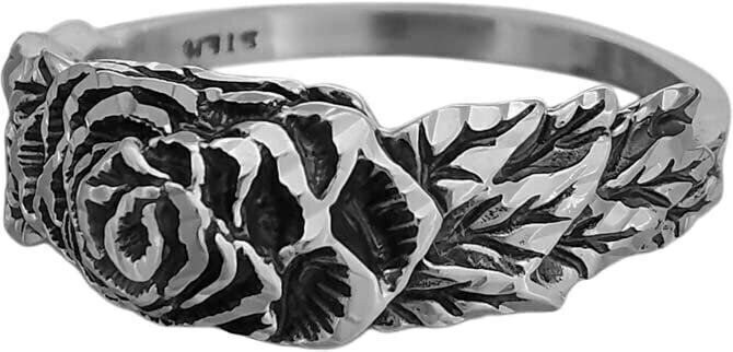 Size 6 ring Diamond Cut Full Bloom Rose Ring