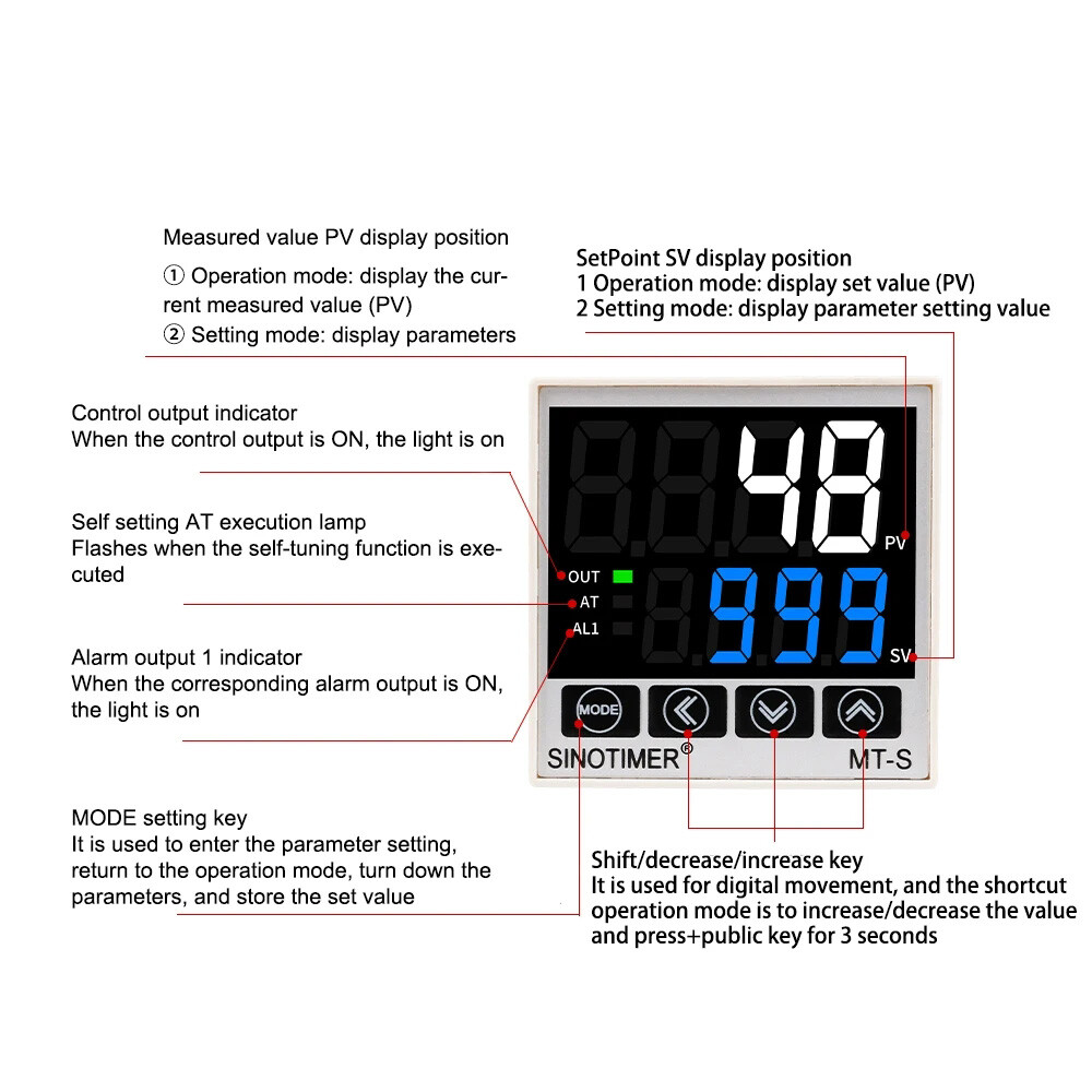 Digital PID Temperature Controller Thermostat Fahrenheit Relay/SSR AC 100V-240V