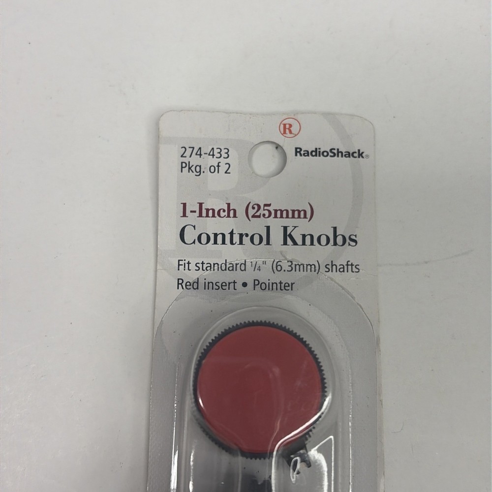 Radioshack Control Knobs, Red Insert, 1" with Pointer. Part # 274-433, NIB