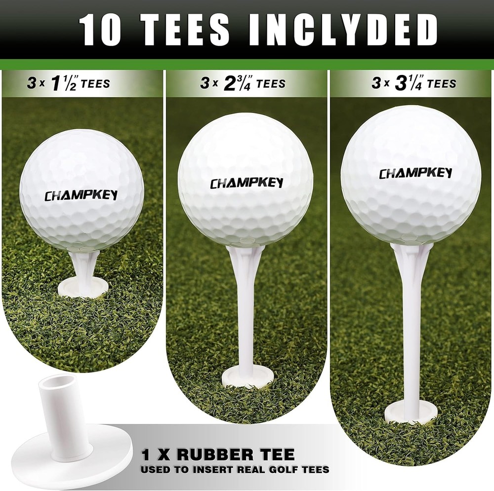 Pro Version 13" x 17" Golf Hitting Mat | Includes Rubber Tee & 9 Plastic Tees