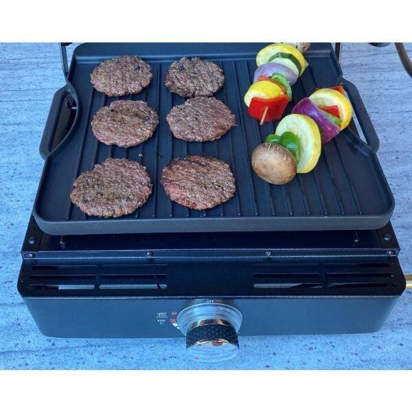 Single Burner Tabletop Propane Reversible Griddle in Black w/ 2 Griddle Surfaces