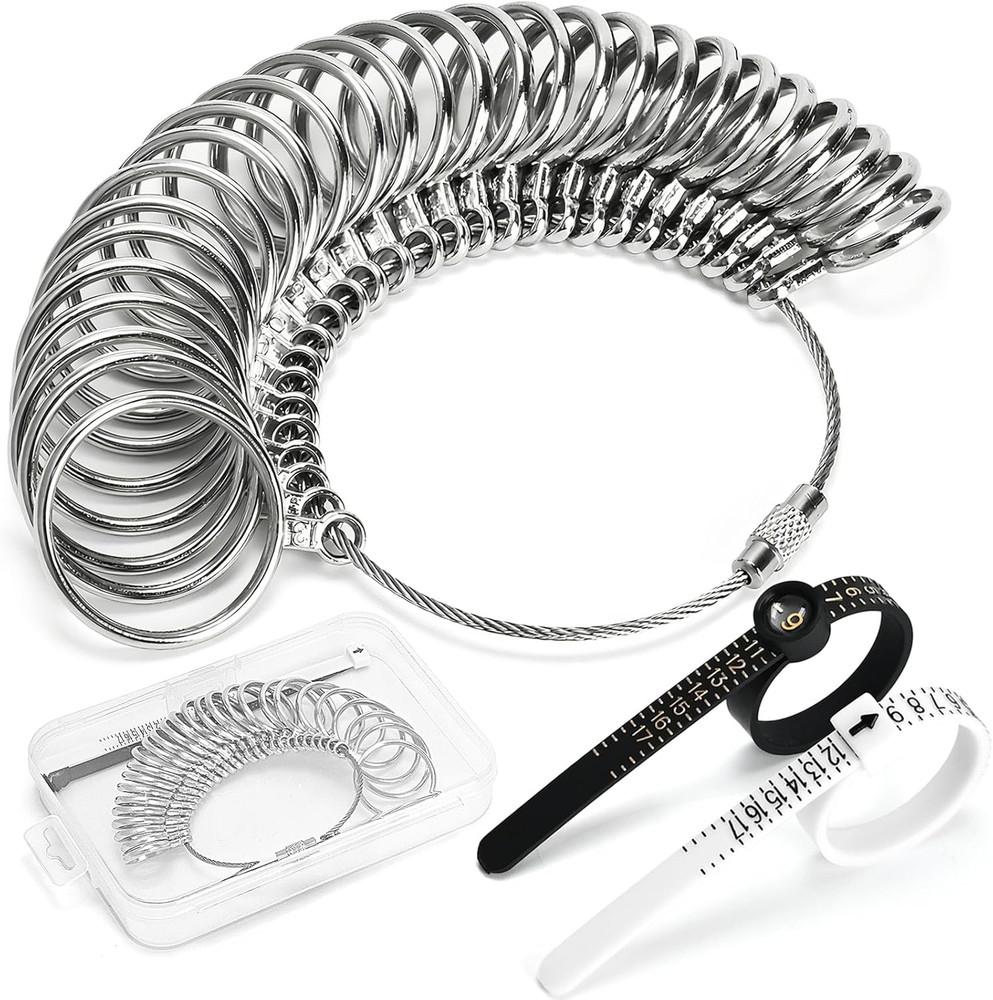 Ring Sizer Measuring Tool, 3 Types, 27 Pcs Metal Ring Sizing Kit, US Sizes 0-13