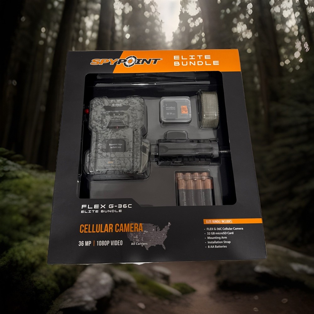 🌟NEW IN BOX 🌟SpyPoint Flex Cellular Trail Camera Elite Bundle Model G-36C