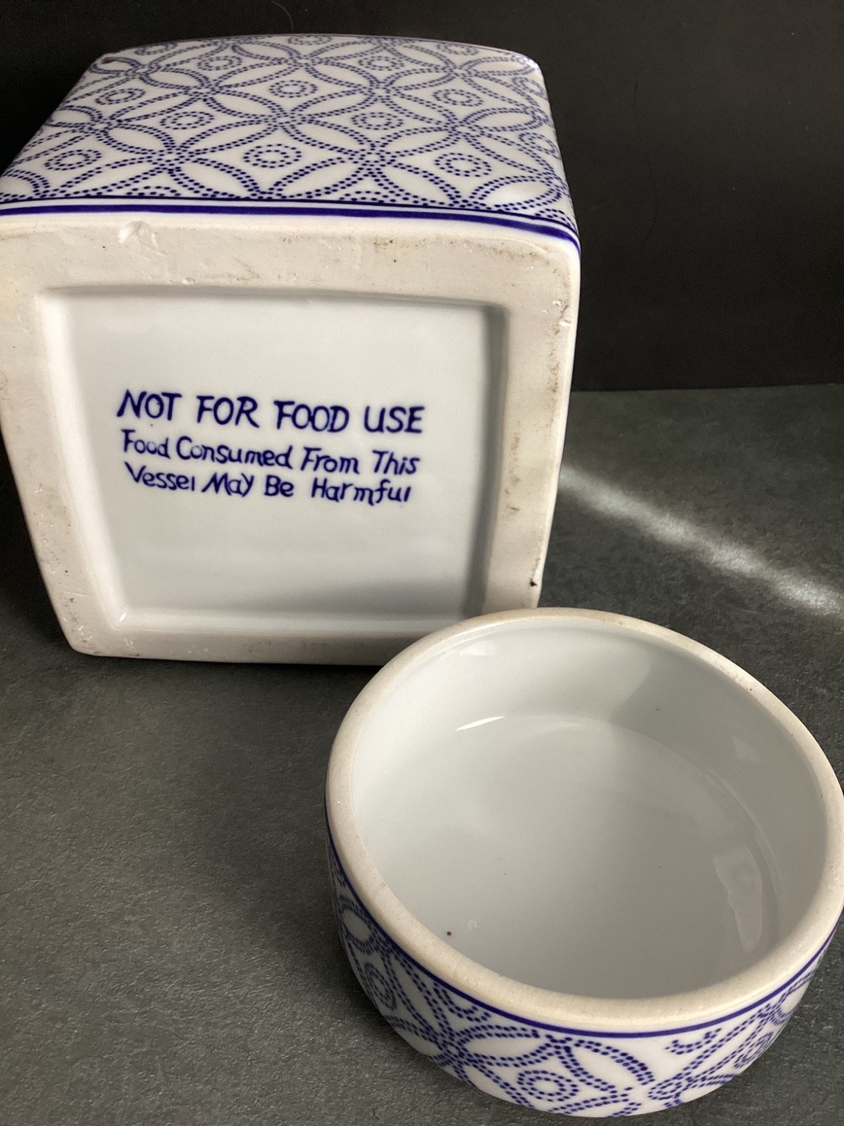 Ginger Jar Blue & White Square Ceramic Vintage