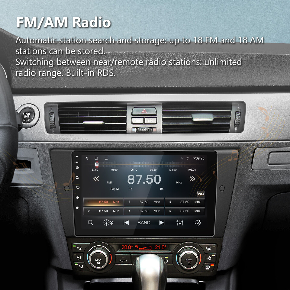 Android 10 8-Core 2GB RAM Head Unit Car GPS Radio Stereo for BMW E90 E91 E92 E93