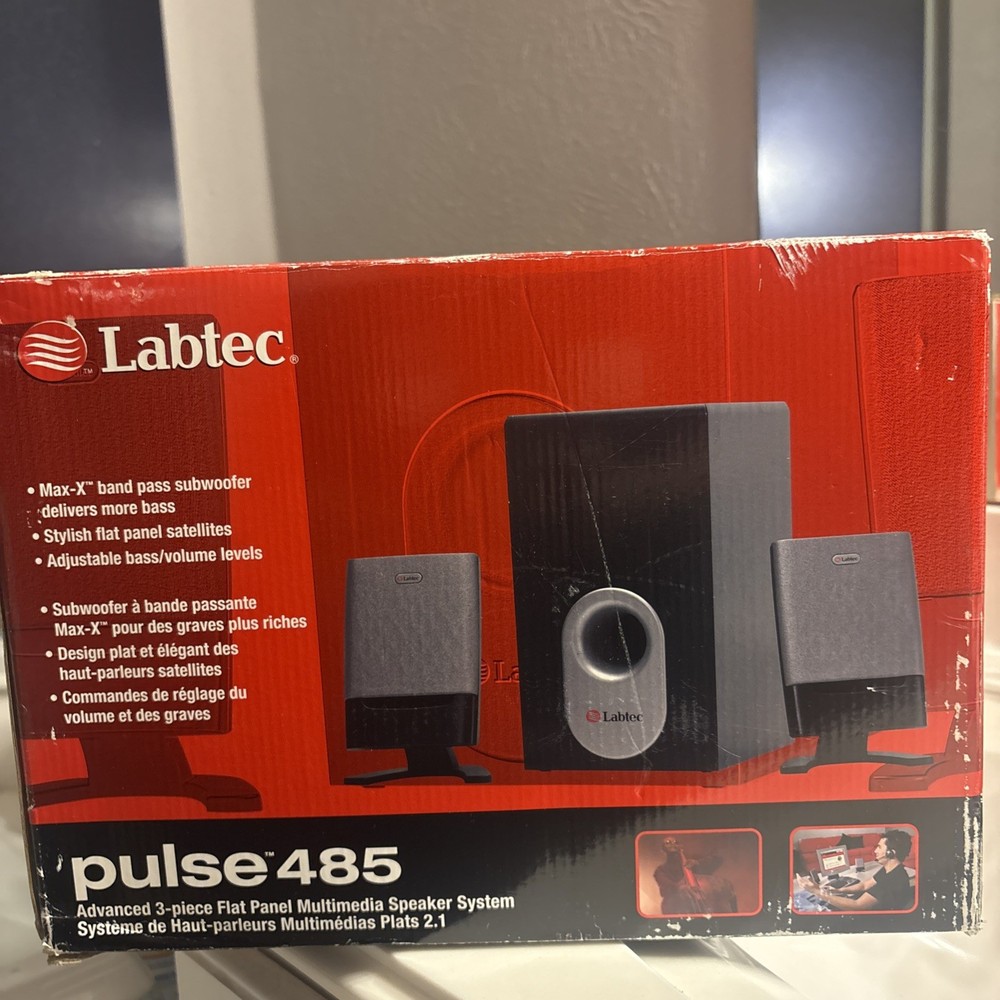 Labtec 3-PieceFlat Panel Multimedia Speaker System TESTED - Works GREAT!