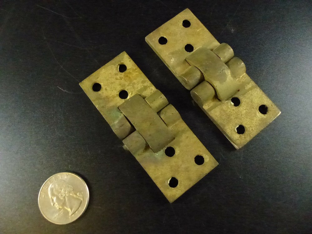 2 Vintage Butler Tray Table Hinges-Solid Brass ~ Non-Spring 3" x 1 3/16"