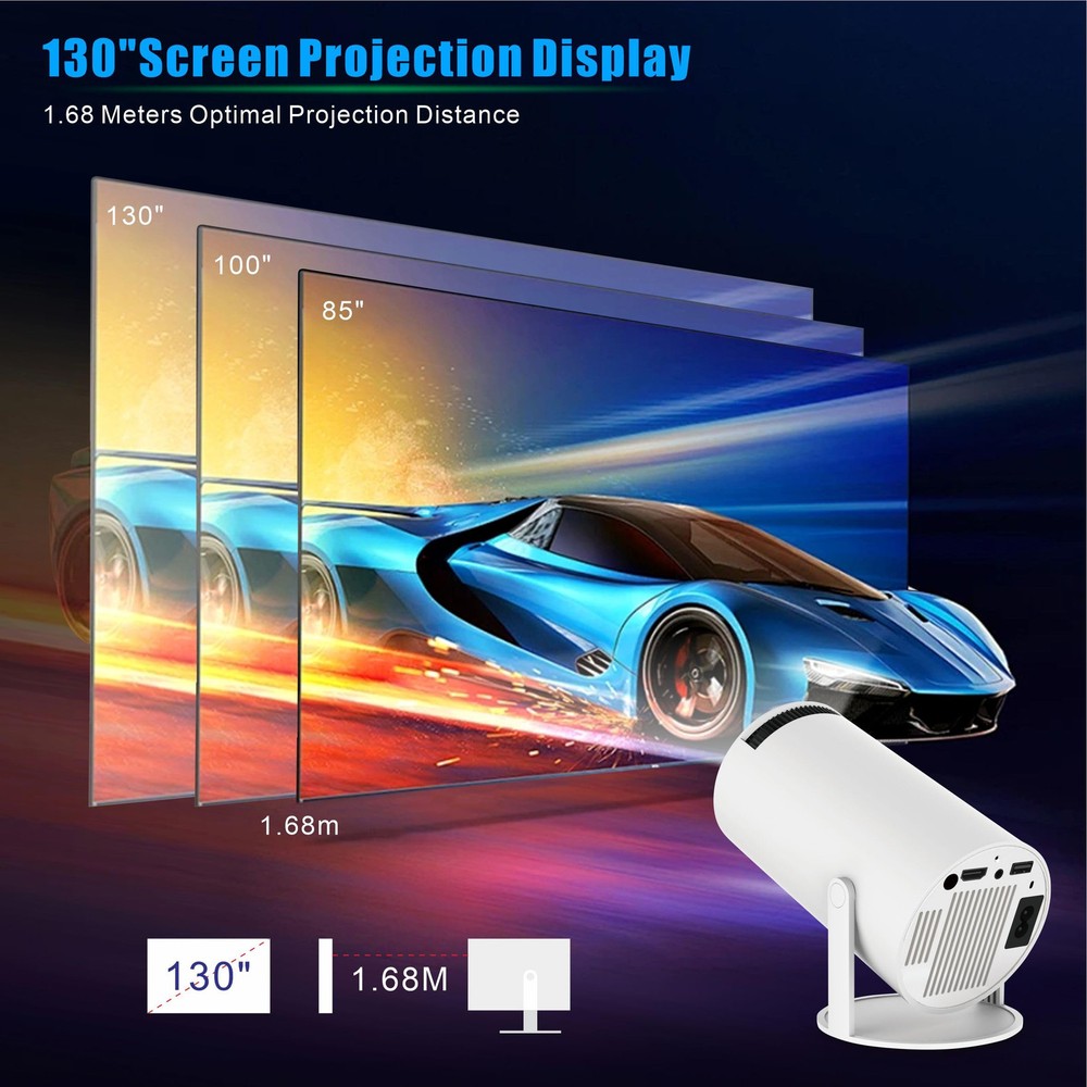 Smart Mini Projector - 4K with WiFi 6 & Bluetooth 5, Portable Android 11, Aut...