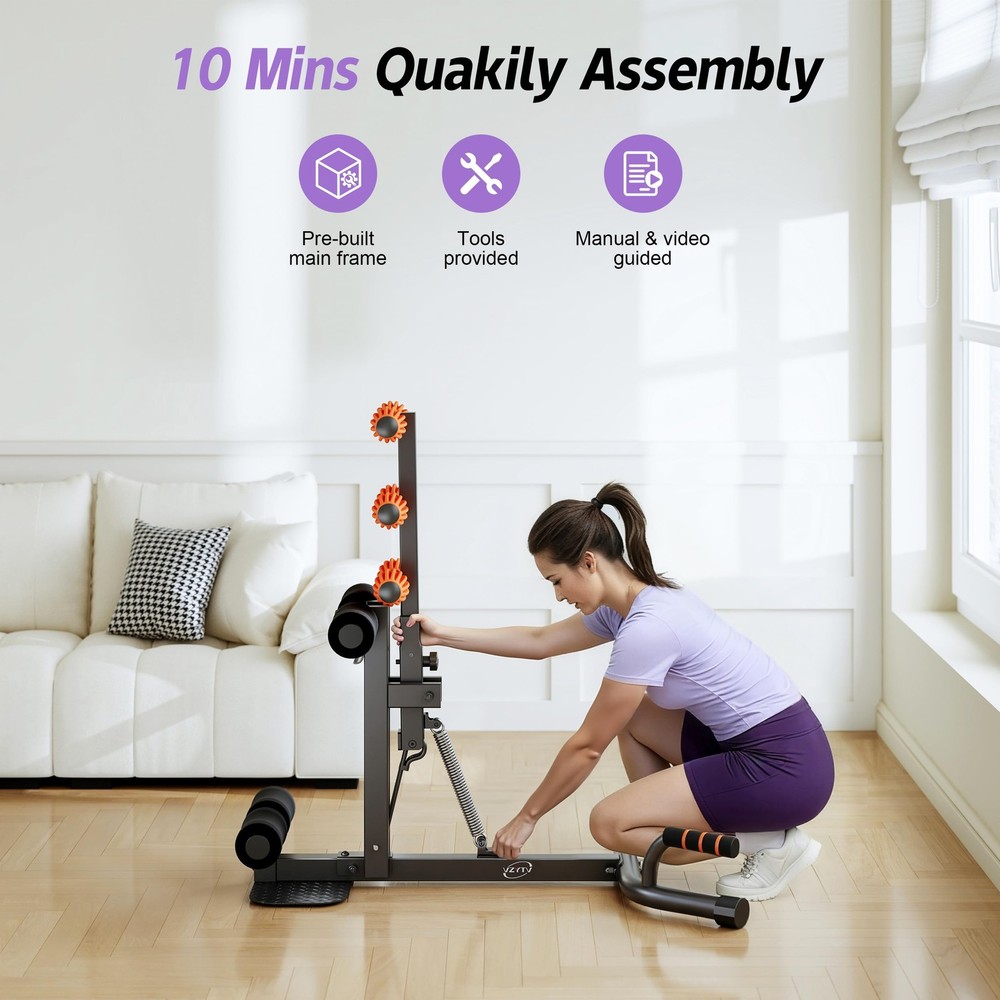 Deep Squat Machine, Adjustable Glutes Trainer Machine, Core & Abs for Low Imp...