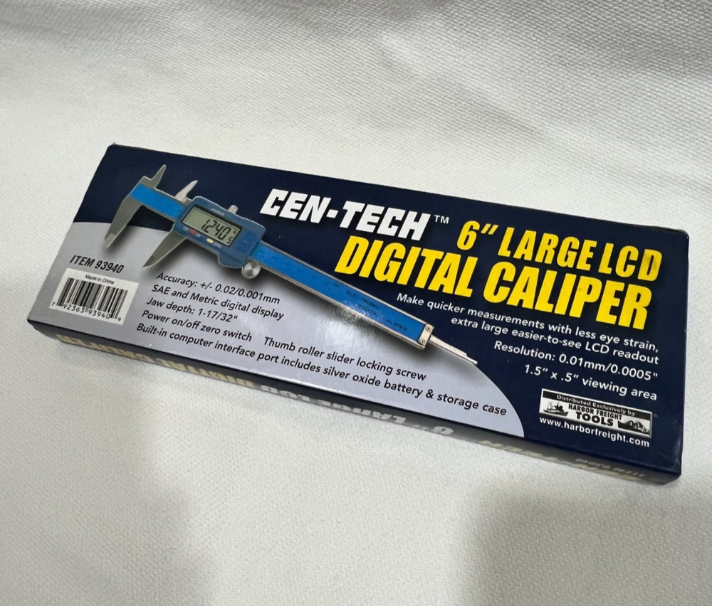 Cen-Tech 6" Digital Caliper LCD Display Model #93940 on/off switch Hard case