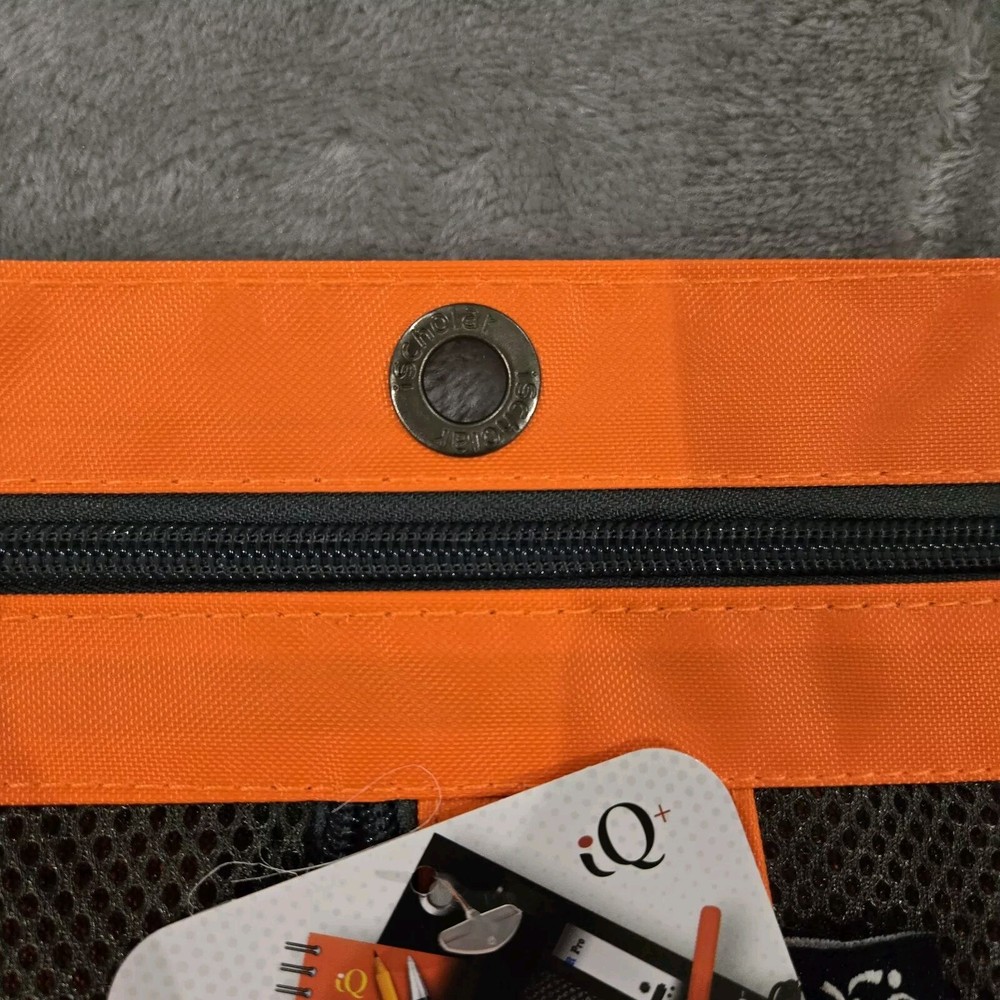 iScholar Expandable 3 Pocket Pencil Jumbo Pouch, 3 Pockets, Orange