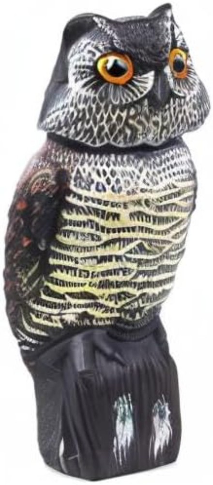 Realistic Rotating Head Owl Decoy for Bird & Pest Deterrence