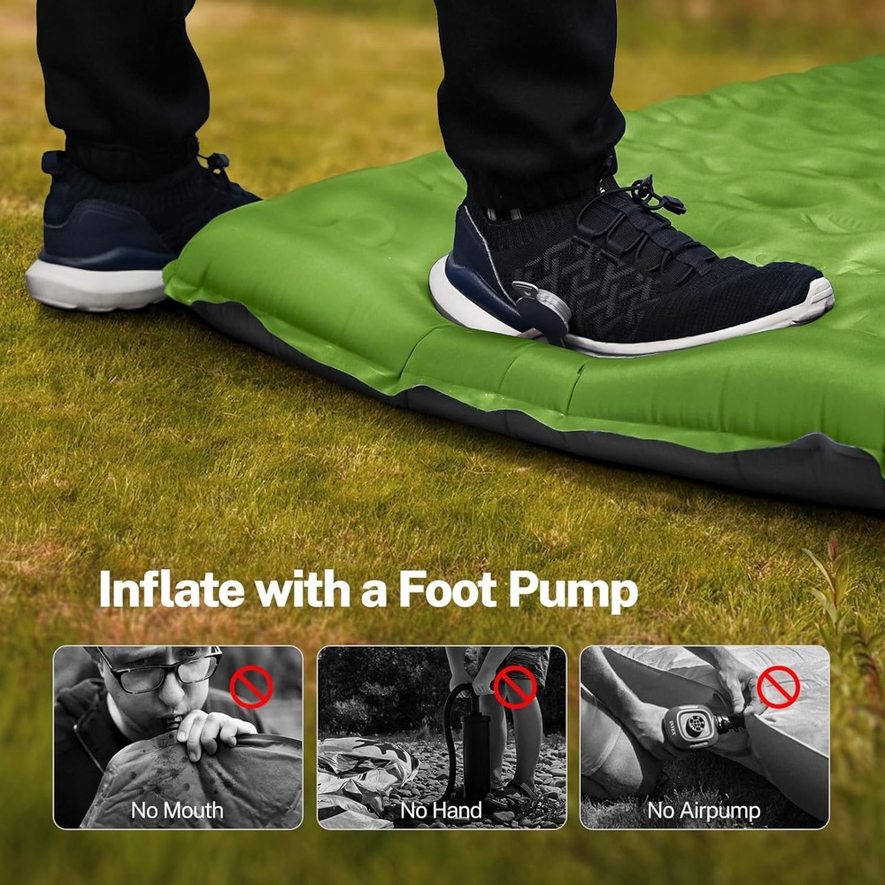 Sleeping Pad for Camping, 6" Extra-Thick Reinforced Camping Sleeping Pad with Pi
