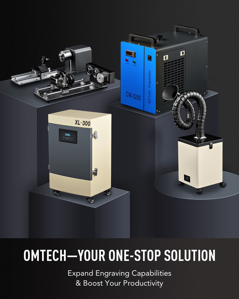 OMTech 20x28 in. 60W CO2 Laser Engraver Cutter with Basic Accessories Combo