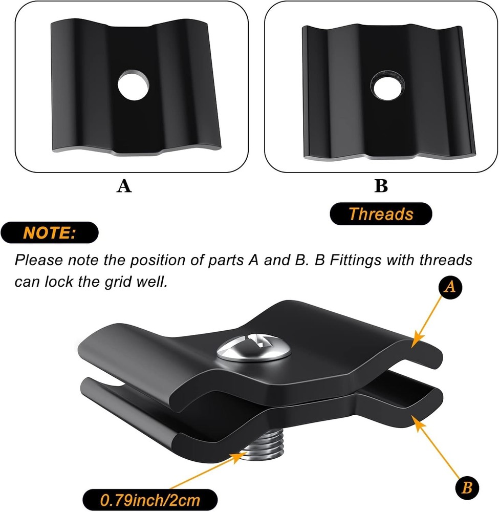 18 Pcs Gridwall Joining Clips Black Wire Grid Panel Connectors for Wall Grid ...