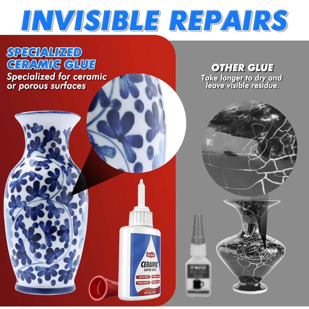 Crack Resistant Ceramic Adhesive with Precision Tip - Effortless 36.5ml Repairs