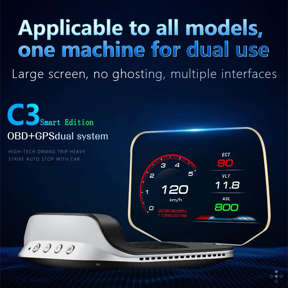 C3 Universal Digital Board OBD2 Speedometer Headup Display Multifunction Screen