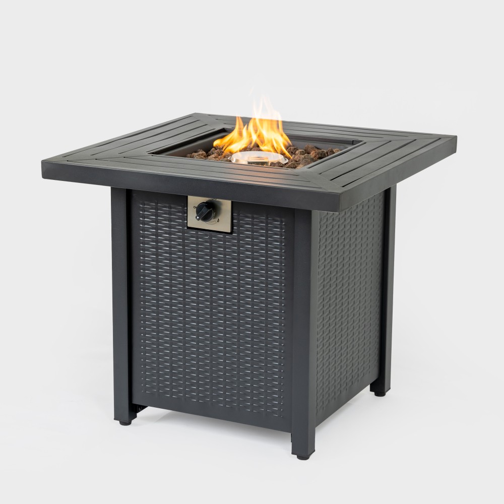 Propane Fire Pit Table with Waterproof Cover and Adjustable Flame