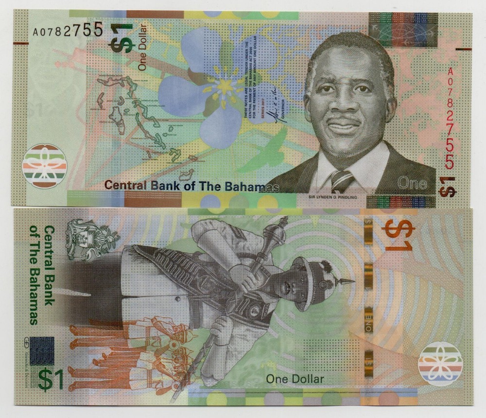 BAHAMAS 1 DOLLARS 2017 PICK 77 UNC