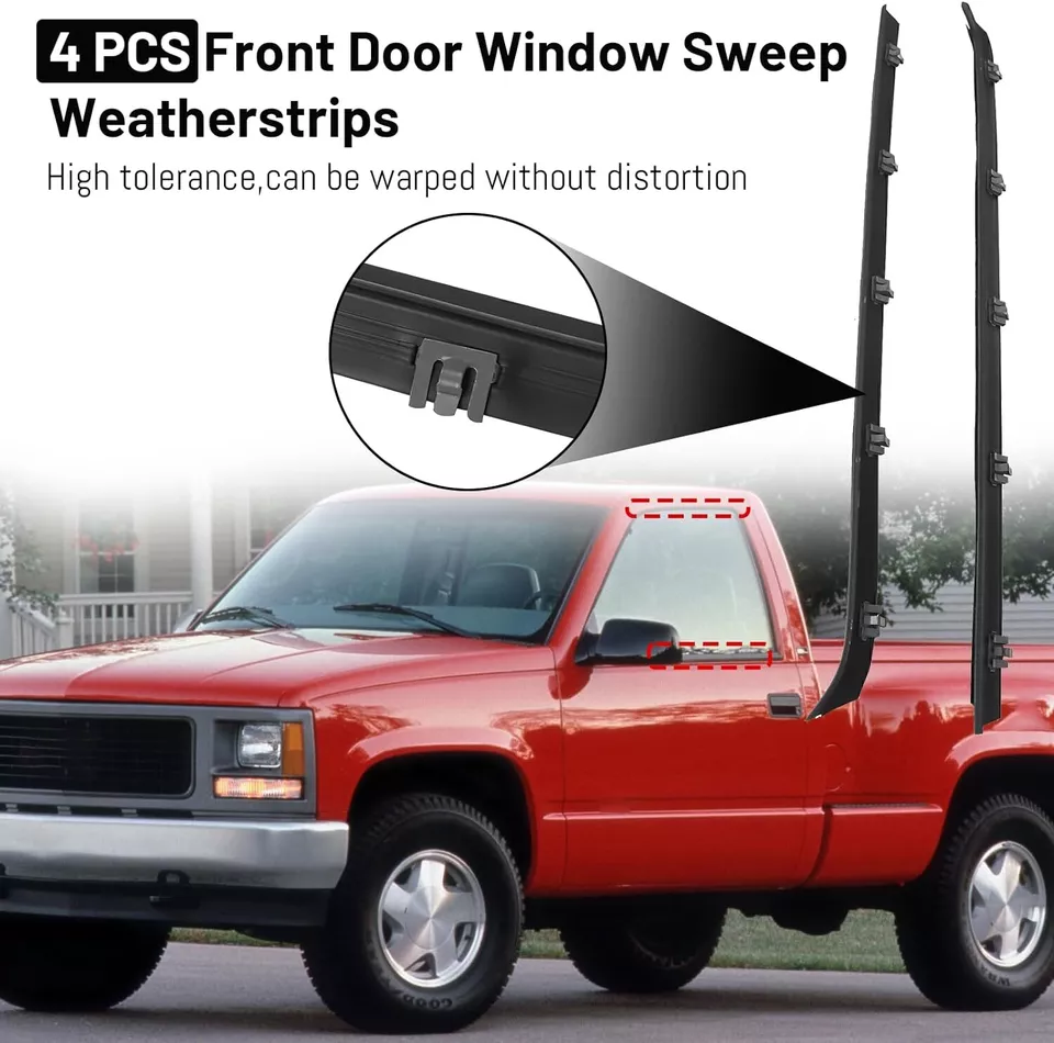 Front Door Window Molding Rubber Trim Seal Weatherstrip Kit for Chevy GMC 81-91