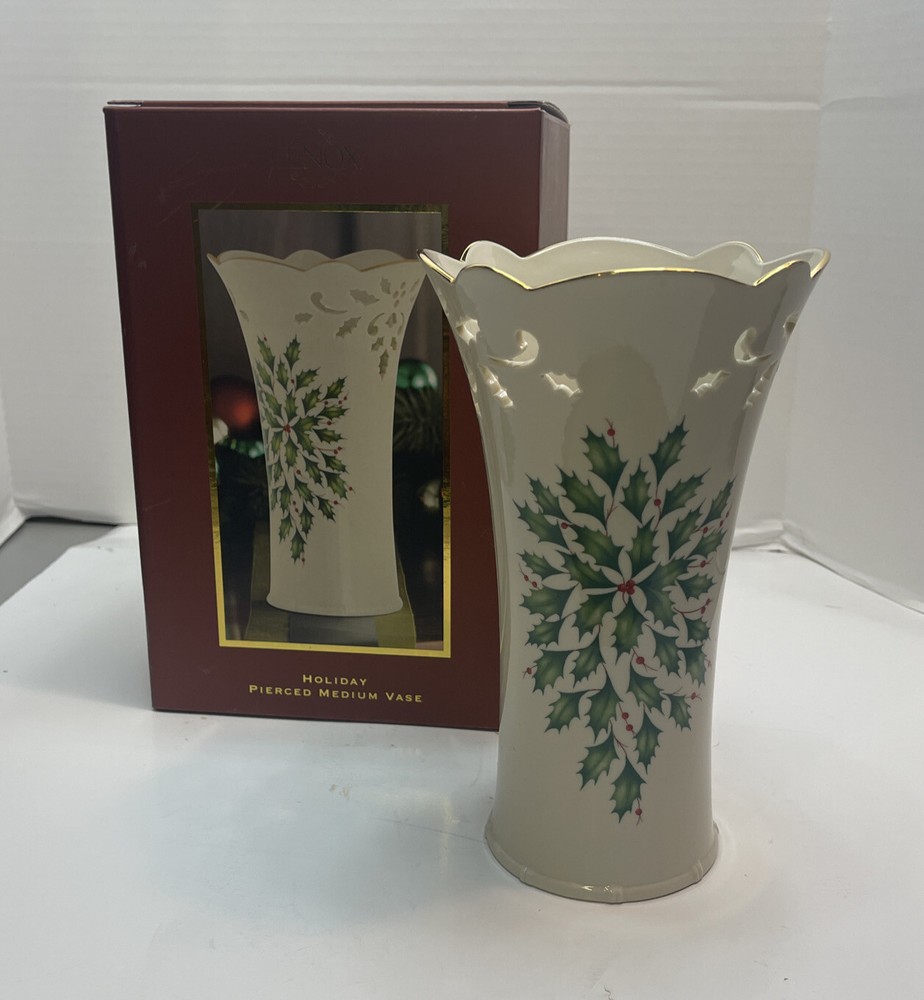 Lenox Holiday Pierce Medium Vase 9 Inch Tall