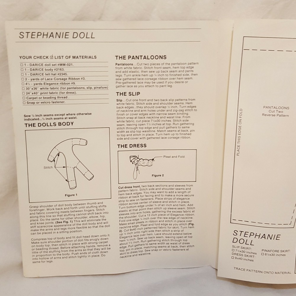 Stephanie Doll Sewing Pattern Darice CD-9 Vintage 1982