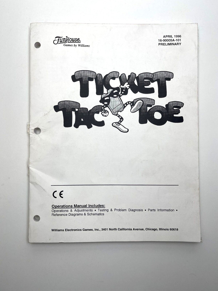 Williams Pinball - Ticket Tac Toe Operations Manual