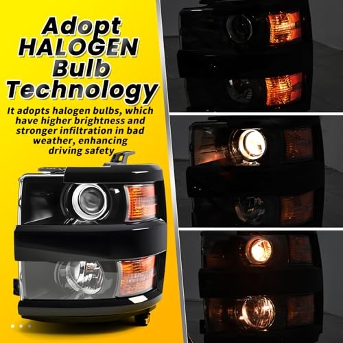 Headlight Assembly Compatible with Silverado 2500HD 3500HD 2015-2019 Front Left