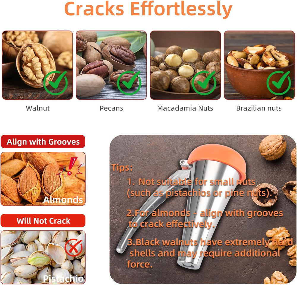 Heavy Duty Nut Cracker Tool for Pecan, Walnut, and Other Nuts, Black Walnut Crac