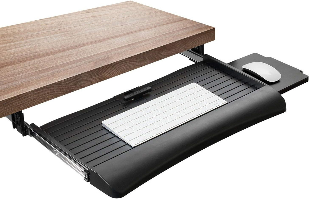 Mount-It! Keyboard Tray under Desk with Adjustable Mouse Platform – Easy-Glide S