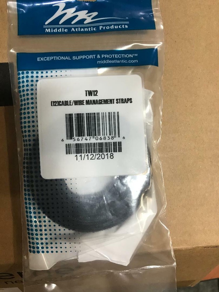 Middle Atlantic TW12 Wire Management Straps/Ties for Cabling/Cable Dressing