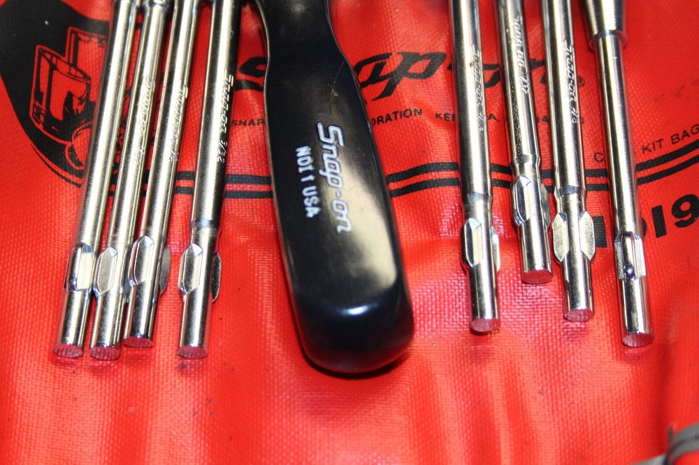 Snap-on Tools NDI90 RARE 9pc Hard Grip Interchangeable Nut Driver Set USA