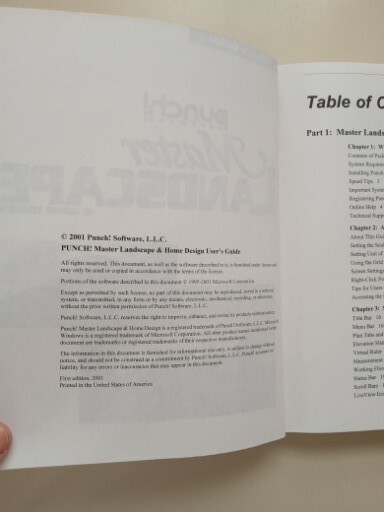 Punch Software Master Landscape Pro Home Design User's Guide Manual Only