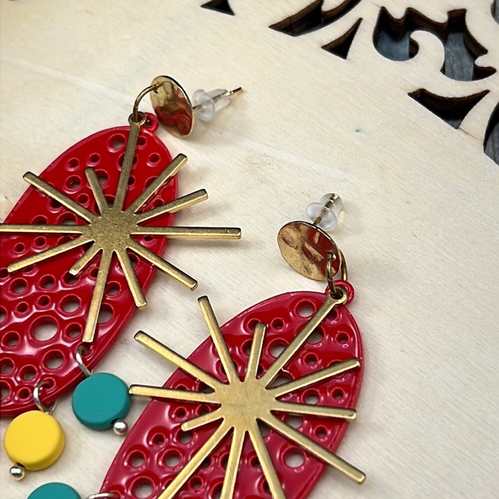 Adorned Crown Artisan Assemblage earrings atomic starburst