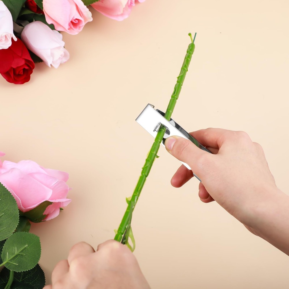 Gisafai 2 Pcs Rose Thorn Stripper Tool Remover Leaf Stripping Silver