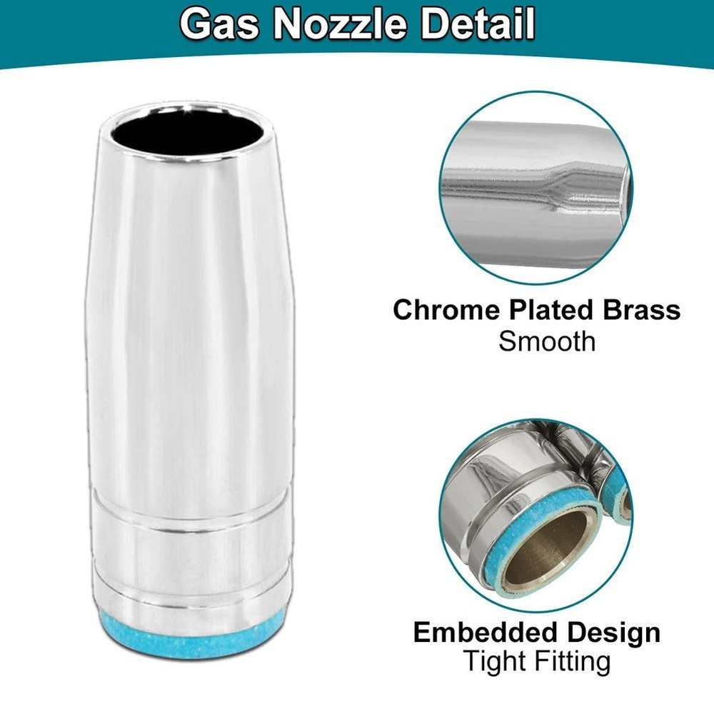 Complete Consumable Set for MIG Welding Includes 8 Gas Nozzles and Spanner