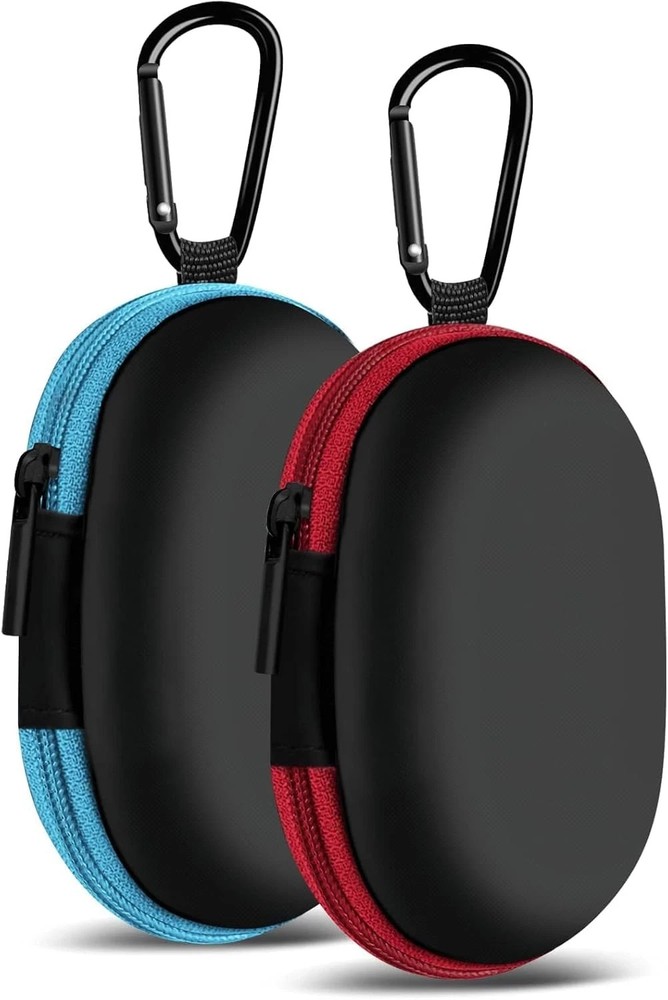 for Earbuds Carrying Case,【2Pack, Red+Blue】 Small Oval Storage Cases,