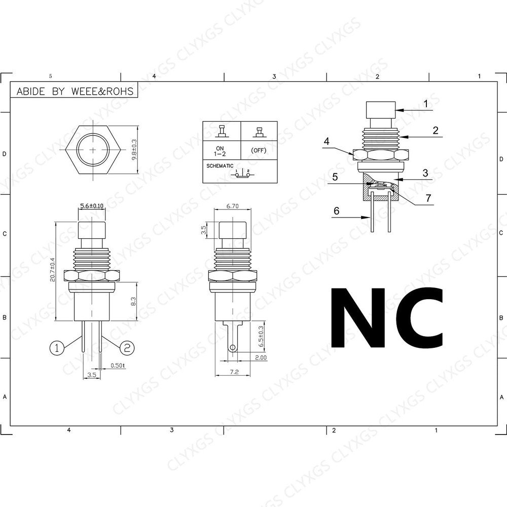 Clyxgs Momentary Push Button Switchspst Normal Closed Nc Switch 2 Pin