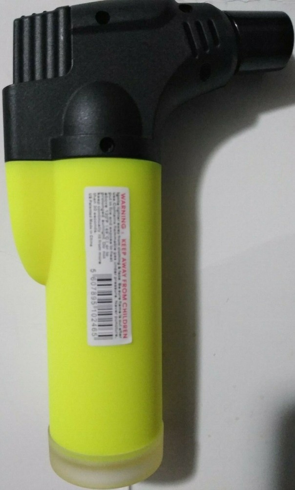Torch Refillable Windproof Jet Lighter Color Yellow Size 4 inches