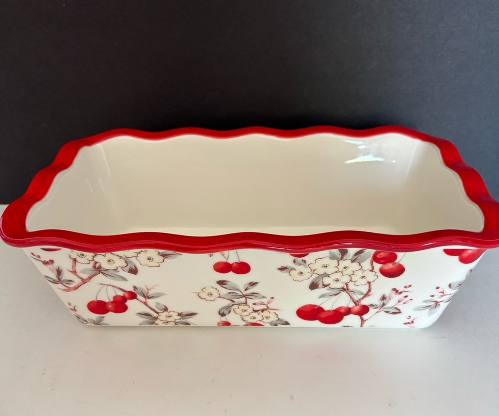 Grace Pantry Ceramic Cherry Blossom Loaf Pan Rectangle 10 Inch