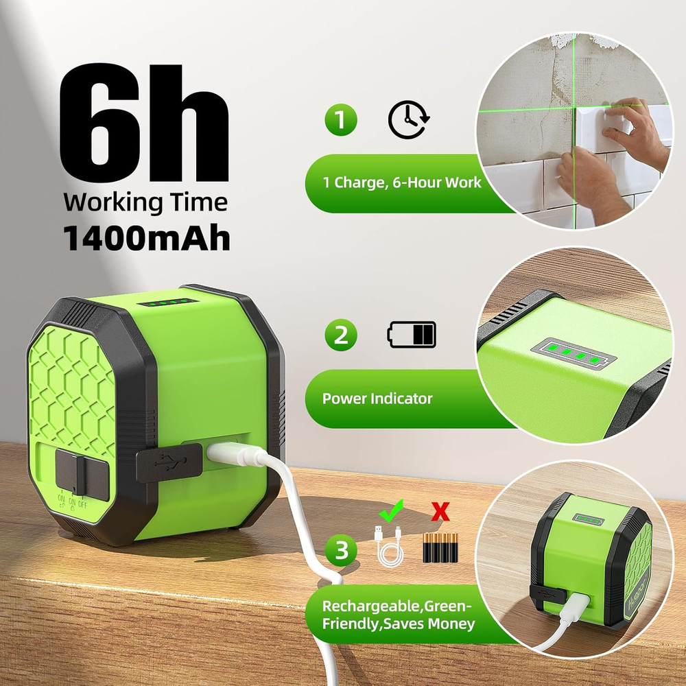 Laser Level with Tripod, 100Ft Self Leveling Laser Level Rechargeable Green ...