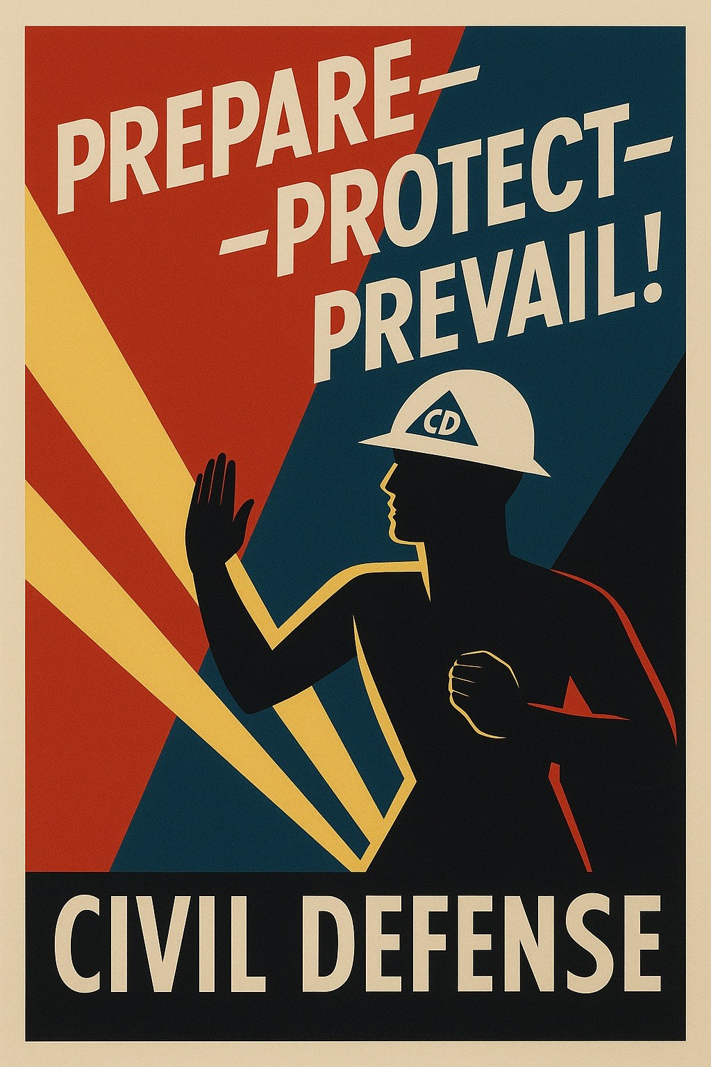 1950s Civil Defense Poster - Prepare, Protect, Prevail - 24x36 RARE Reprint