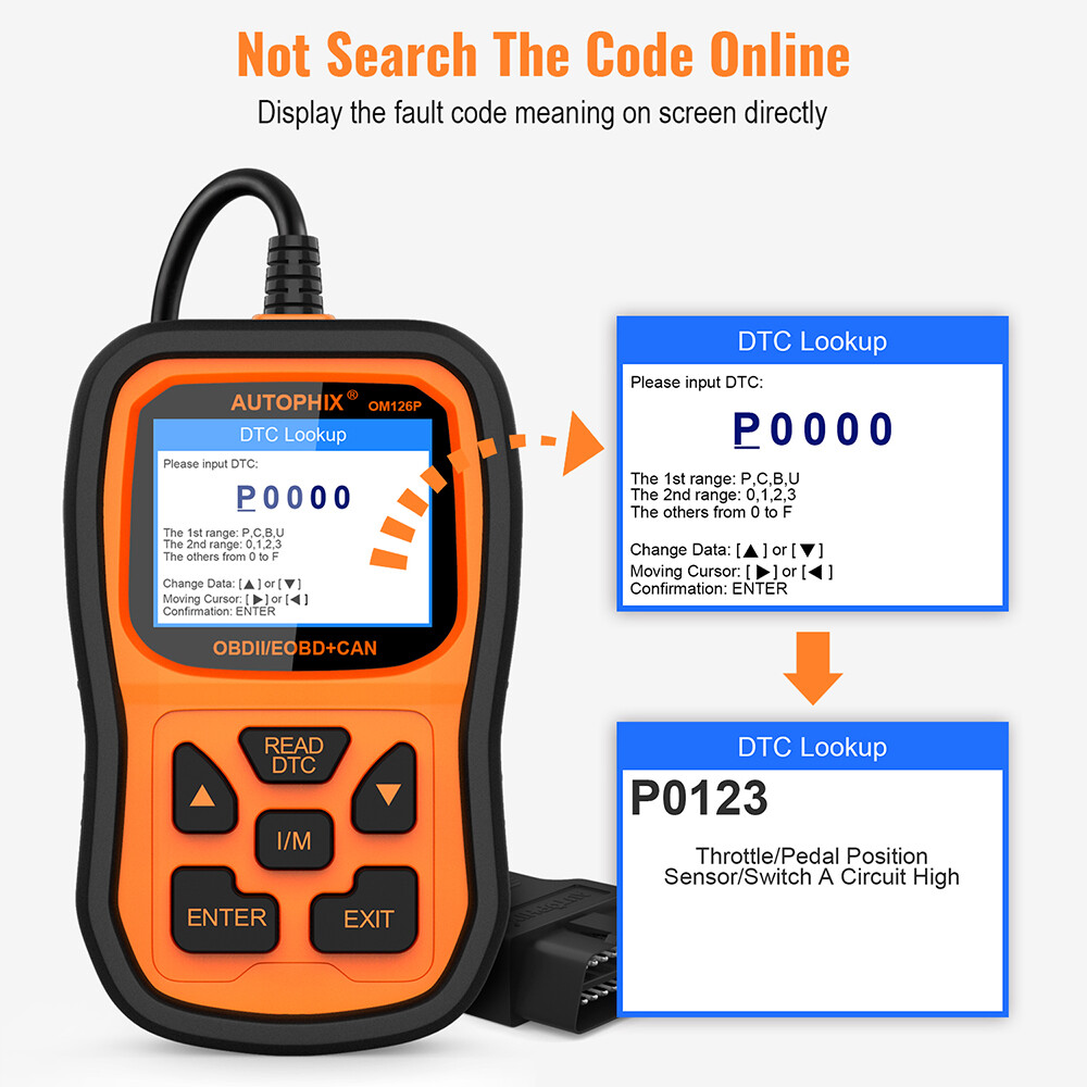 Autophix OM126P Check Engine Light Code Reader Car Scanner OBD2 Diagnostic Tool