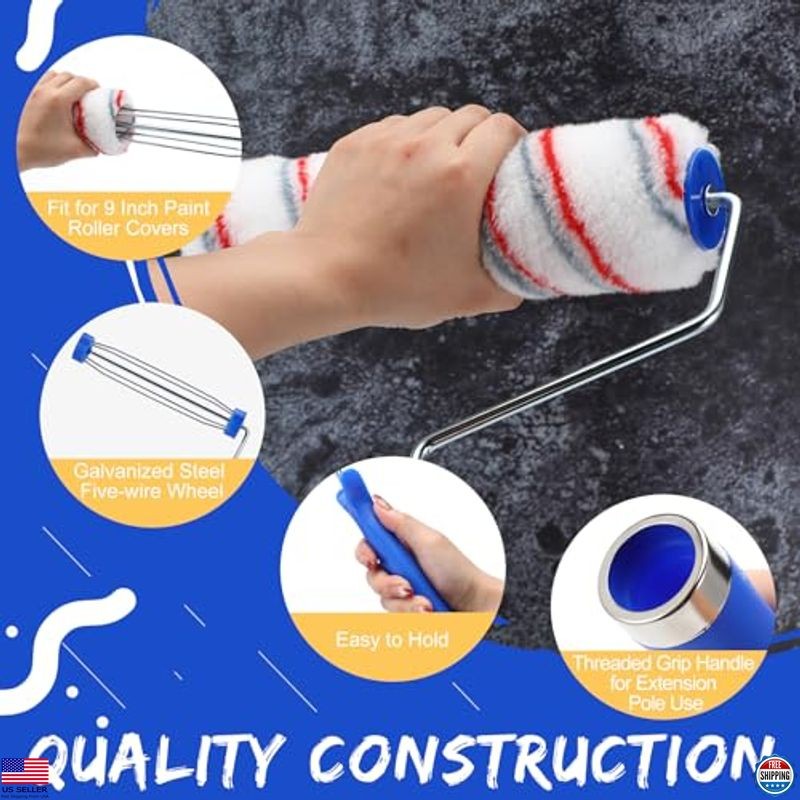 36 Pack 9" Paint Roller Frames with Galvanized Wire Handles for Wall Painting