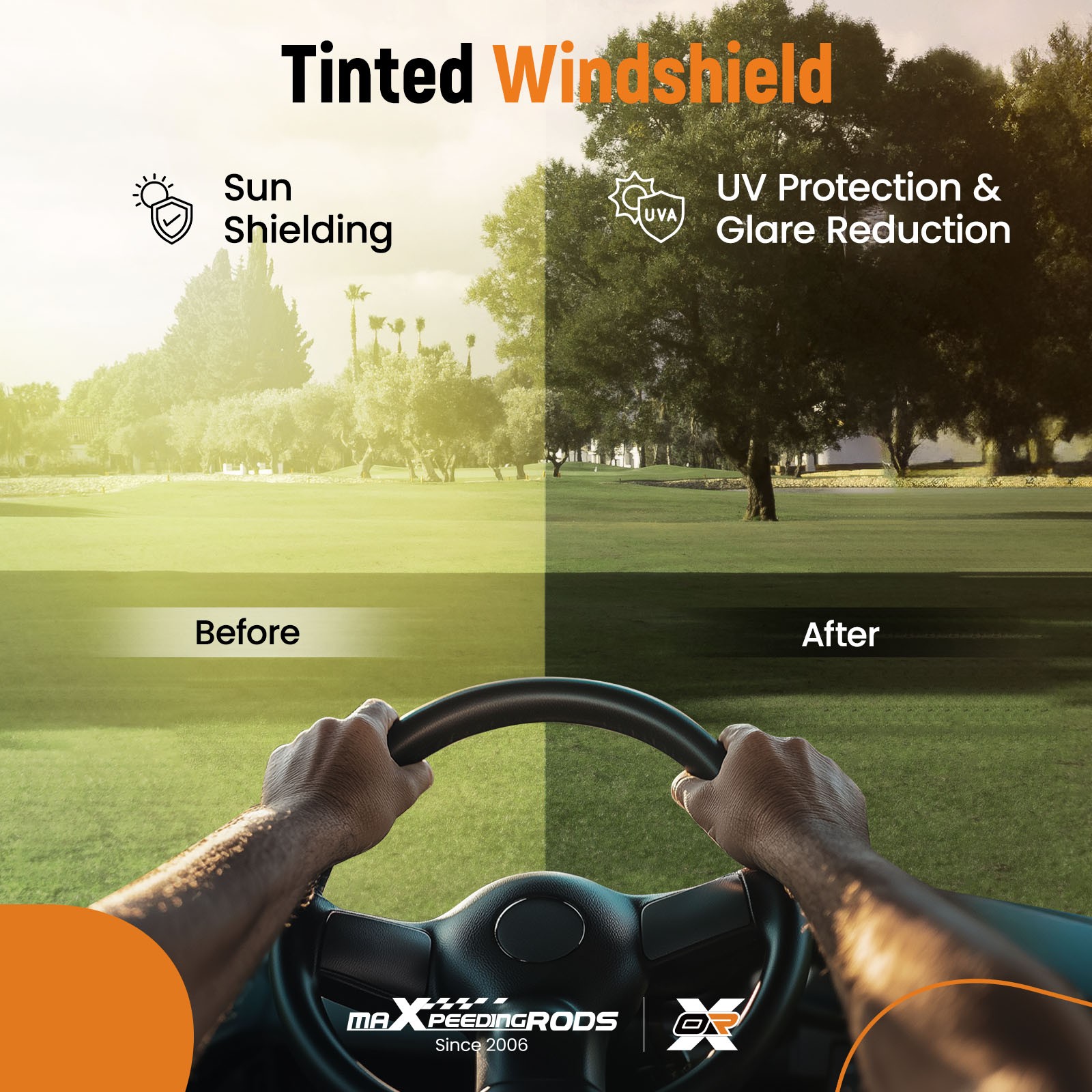 Tinted Folding Windshield Windscreen for Club Car DS Golf Cart 1982-2000.5 Gas