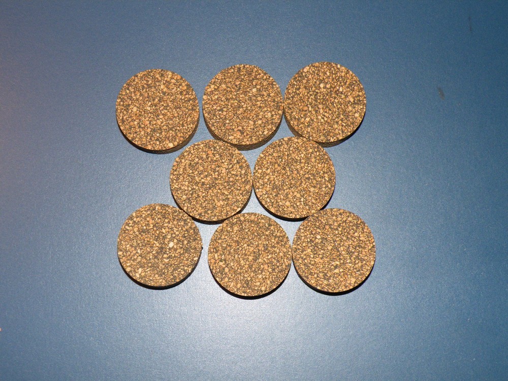 8 RUBBERIZED CORK RINGS 11/2"X1/2" NO  BORE BLACK