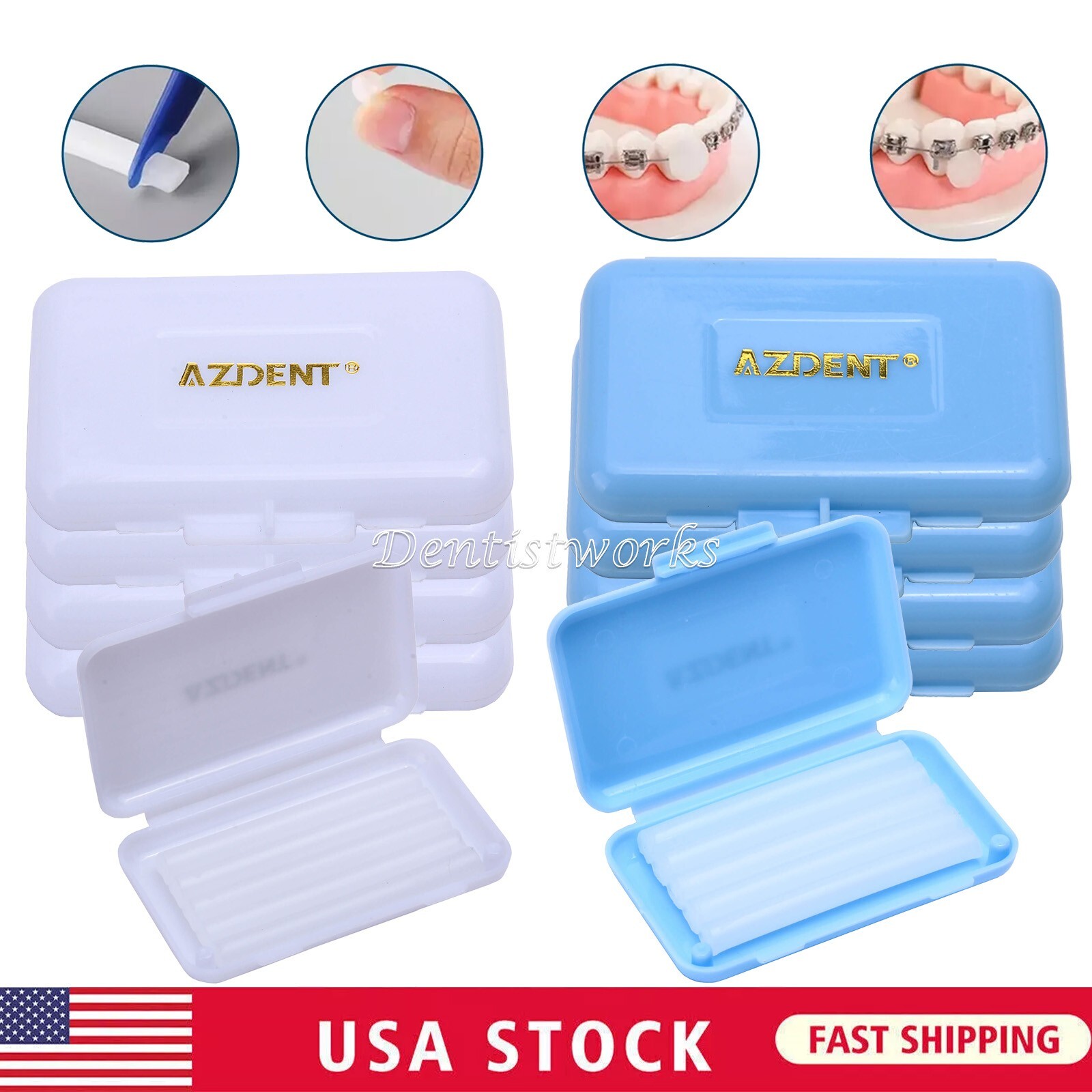 AZDENT Dental Orthodontic Ortho Wax Original Scent /Mint Scent Oral Care 5pc/box