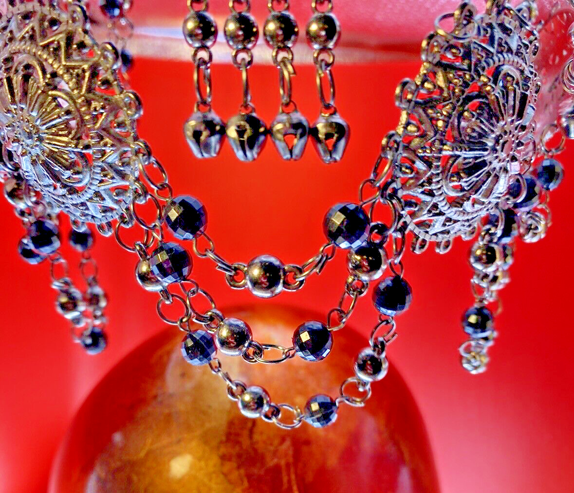 Indian Beaded Crown Vintage Art Piece Draped Beads "Anushka" Be Queen.