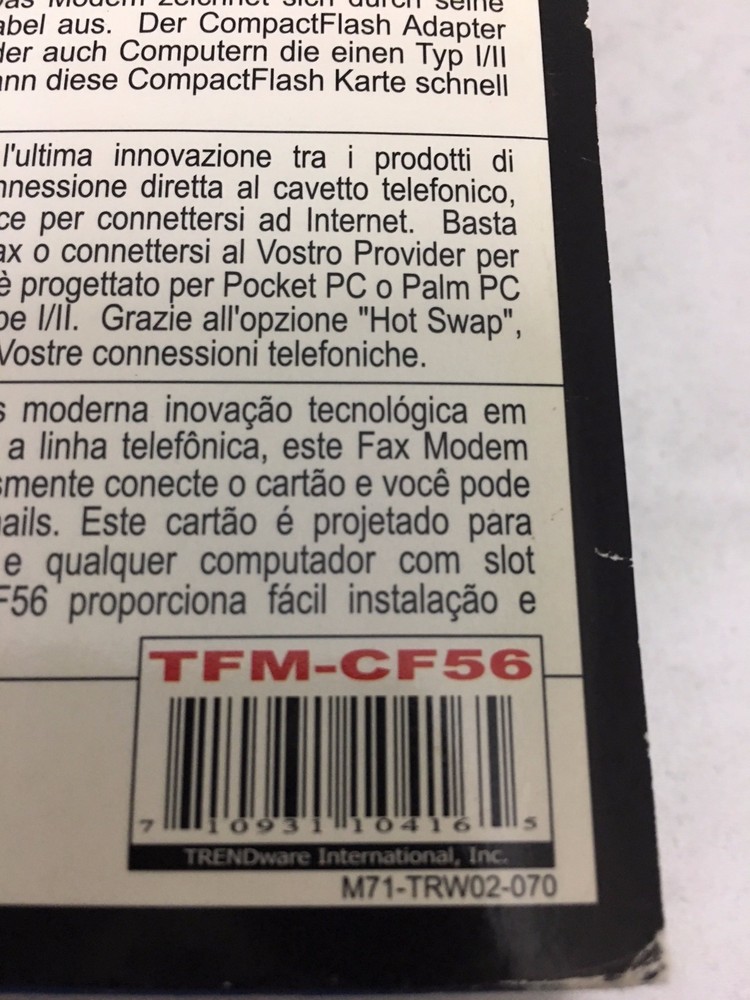 TRENDnet Compact Flash 56K Fax Modem Card
